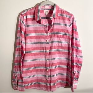J. Crew Factory Pink Striped Button Down Shirt